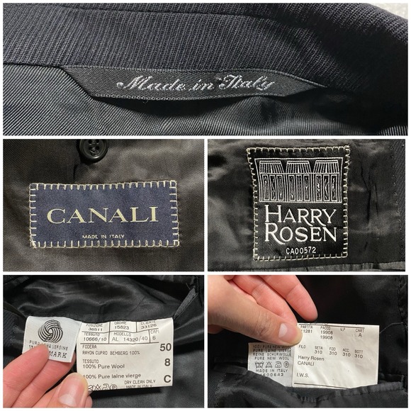 Canali Suit 2 Piece 50R (40R 32x29) Mens 3B Ventless Black Twill  AL 14320/40 - Picture 10 of 16